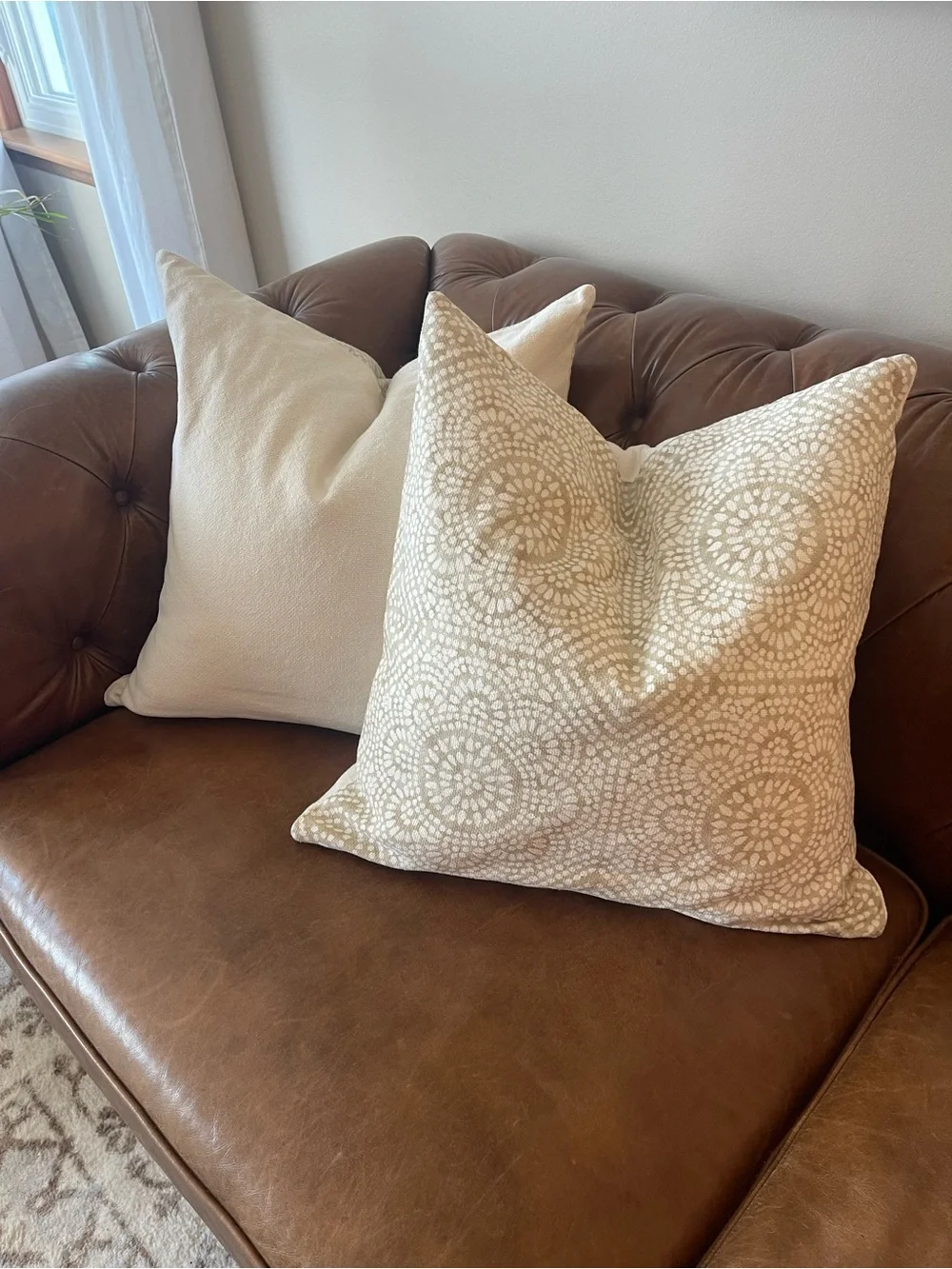 Pottery Barn Cream Medallion Accent Pillow Pair